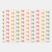 Girly Coquette Bow en Stripe Wrapping Paper (Voorkant)