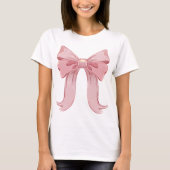 Girly Coquette Bow T-Shirt – Pastel Roze Esthetisc (Voorkant)