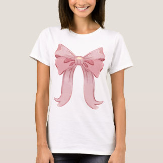 Girly Coquette Bow T-Shirt – Pastel Roze Esthetisc