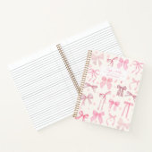 Girly Coquette Esthetische Roze Bow Custom Name Notitieboek (Binnen)