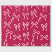 Girly Coquette Pink Bows Pattern Cadeaupapier (Vlak)