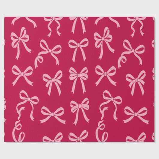 Girly Coquette Pink Bows Pattern Cadeaupapier (Vlak)