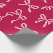 Girly Coquette Pink Bows Pattern Cadeaupapier (Hoek)