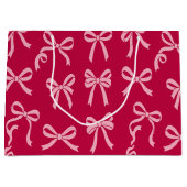 Girly Coquette Pink Bows Pattern Groot Cadeauzakje (Voorkant)