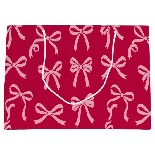 Girly Coquette Pink Bows Pattern Groot Cadeauzakje (Voorkant)