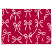 Girly Coquette Pink Bows Pattern Groot Cadeauzakje (Achterkant)
