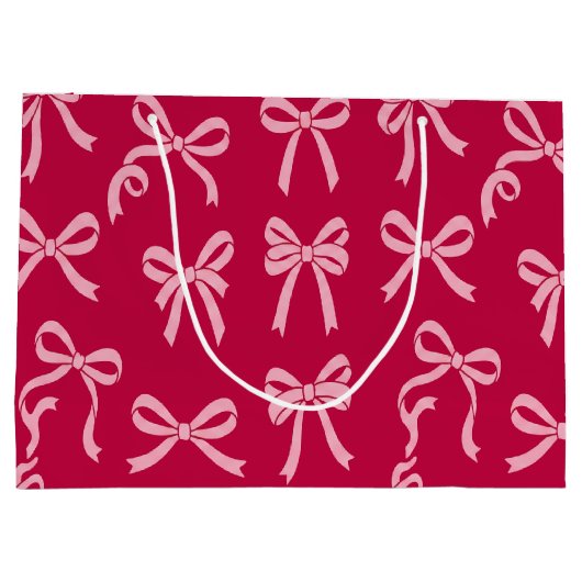 Girly Coquette Pink Bows Pattern Groot Cadeauzakje (Achterkant)