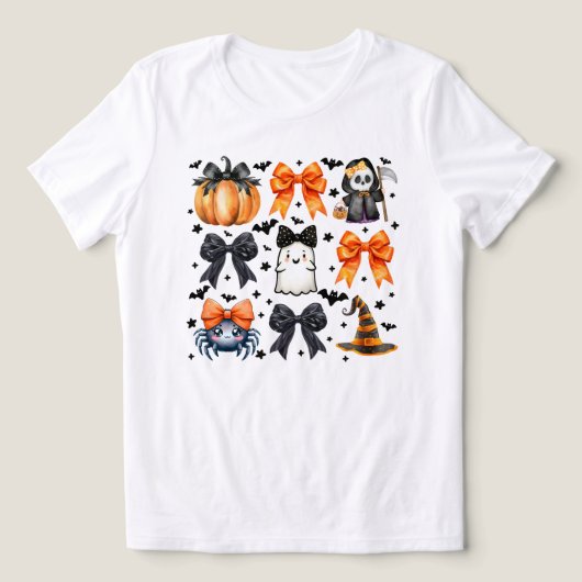 Girly Coquette Schattige Halloween Bow Tri-Blend Shirt (Design voorkant)
