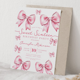 Girly Coquette Strik Roze 16e Verjaardag Kaart