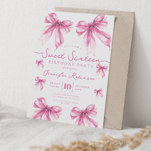 Girly Coquette Strik Verjaardag Roze Kaart