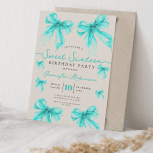 Girly Coquette Strik Verjaardag Turquoise Kaart