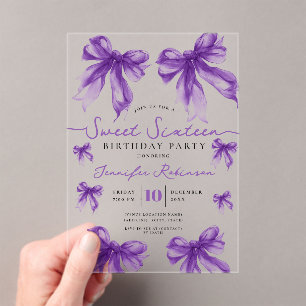 Girly Coquette Striking Sweet 16 Verjaardagsfeest Acryl Uitnodigingen