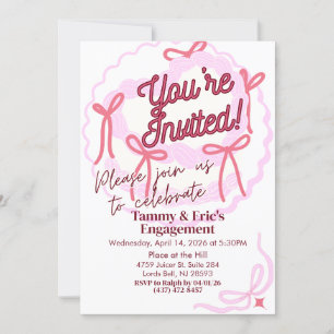 Girly Coquette Uitnodiging Roze strikken