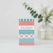 Girly Coral en Blauwgroen Washi Tape Pattern Bouti Visitekaartje (Staand voorkant)