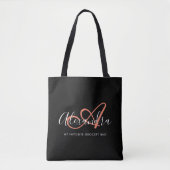 Girly Coral Pink Elegant Script Name Monogram Tote Bag (Voorkant)