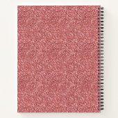 Girly Coral Red Glitter Monogram Naam Notitieboek (Achterkant)