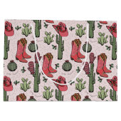 Girly Country Cowgirl Kerst roze en groen Groot Cadeauzakje (Achterkant)