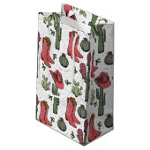 Girly Country Cowgirl Kerst roze en groen Klein Cadeauzakje (Achterkant Gekanteld)