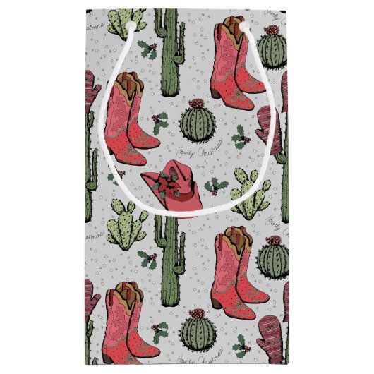 Girly Country Cowgirl Kerst roze en groen Klein Cadeauzakje (Achterkant)