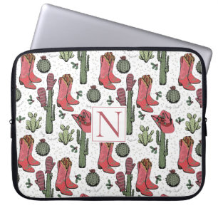 Girly Country Cowgirl Kerstmonogram Laptop Sleeve