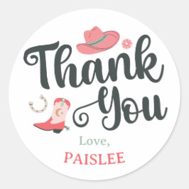 Girly Cowboy bedankt Ronde Sticker