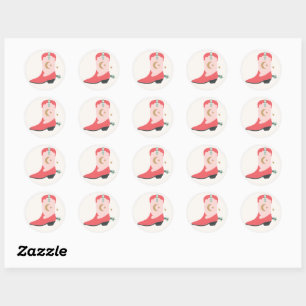 Girly Cowboy Boot Ronde Sticker