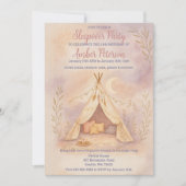 Girly Cozy Tent Maan en Sterren Boho Verjaardagsfe Kaart (Voorkant)