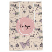 Girly Cream Blush Roze Zoete Kleine Critter Custom Medium Cadeauzakje (Achterkant)