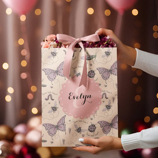 Girly Cream Blush Roze Zoete Kleine Critter Custom Medium Cadeauzakje