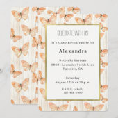 Girly Cream Peach Butterflies Birthday Kaart (Voorkant / Achterkant)