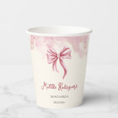 Girly Cream Pink Bow Quinceanera Party Papieren Bekers (Achterkant)