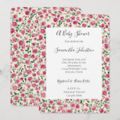 Girly Cream Pink Chic Floral Baby shower Kaart (Voorkant / Achterkant)