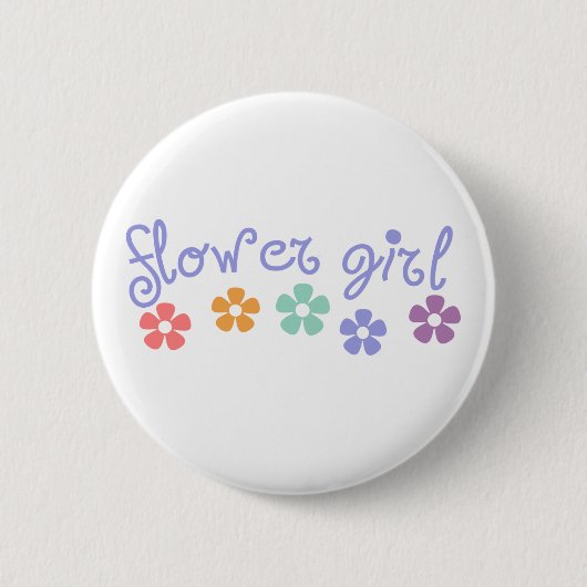 Girly-Cue Bloemenmeisje Ronde Button 5,7 Cm (Voorkant)