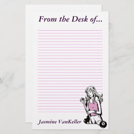 Girly Cue Briefpapier (Voorkant / Achterkant)