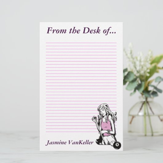 Girly Cue Briefpapier (Staand voorkant)