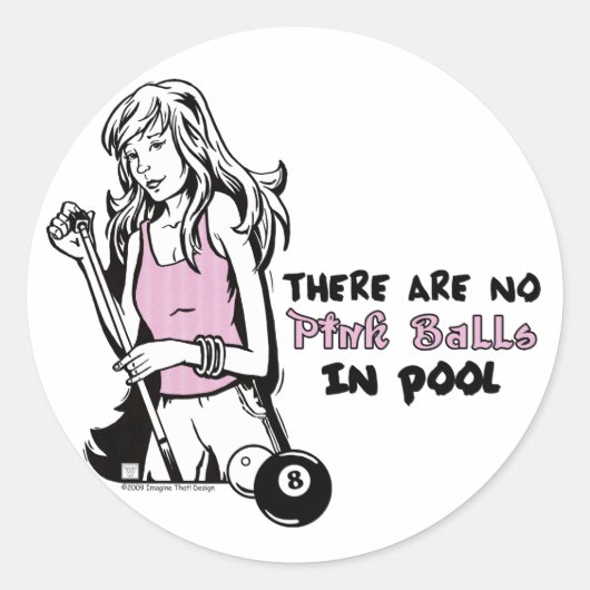 Girly Cue Ronde Sticker (Voorkant)