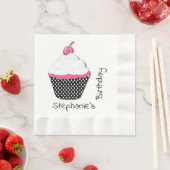 Girly Cupcake gepersonaliseerde papieren servetten (Insitu)
