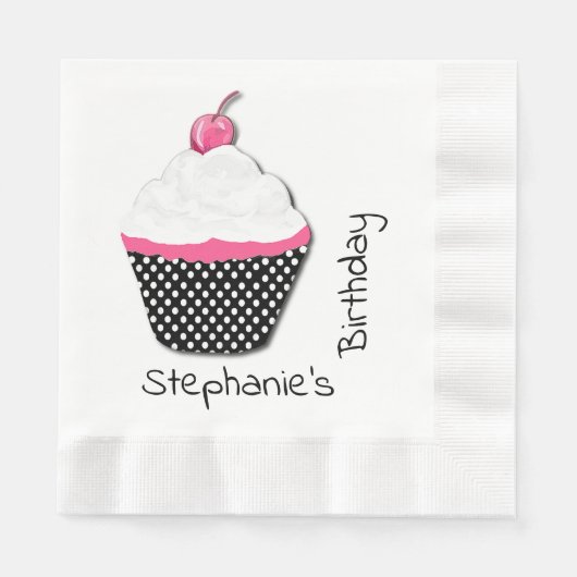 Girly Cupcake gepersonaliseerde papieren servetten (Voorkant)