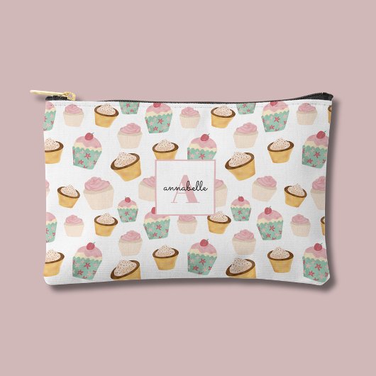 Girly Cupcake-monogram cosmetische tas