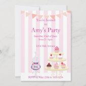 Girly Cupcakes en Candy Jar Birthday Invitation Kaart (Voorkant)