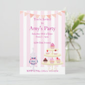 Girly Cupcakes en Candy Jar Birthday Invitation Kaart (Staand voorkant)