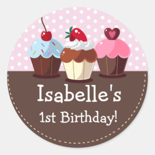 Girly Cupcakes Verjaardag Stickers