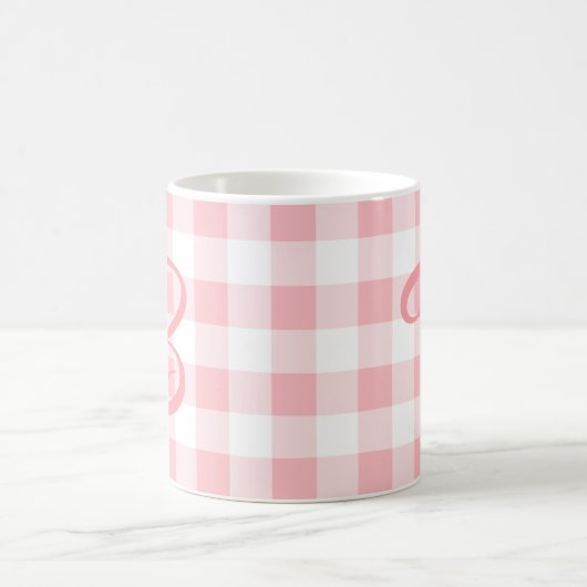 Girly Custom Monogram Mok | Pink Plaid (Center)