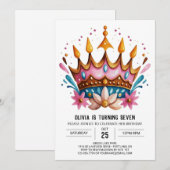 Girly Custom Prinses Kroon Verjaardag Kaart (Voorkant / Achterkant)