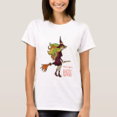 Girly Cute Basic Halloween Witch Broomstick T-shirt (Voorkant)