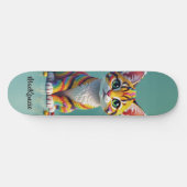 Girly Cute Colorful Margay Candy Cat Persoonlijk Skateboard (Horizontaal)