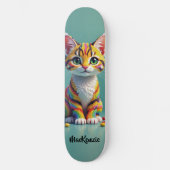 Girly Cute Colorful Margay Candy Cat Persoonlijk Skateboard (Voorkant)