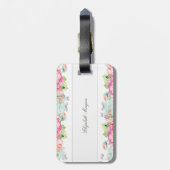 Girly Cute Floral, Lijst Monogram-Gepersonaliseerd Bagagelabel (Achterkant verticaal)
