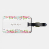 Girly Cute Floral, Lijst Monogram-Gepersonaliseerd Bagagelabel (Achterkant horizontaal)