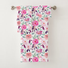 Girly Cute Floral Pattern Bad Handdoek